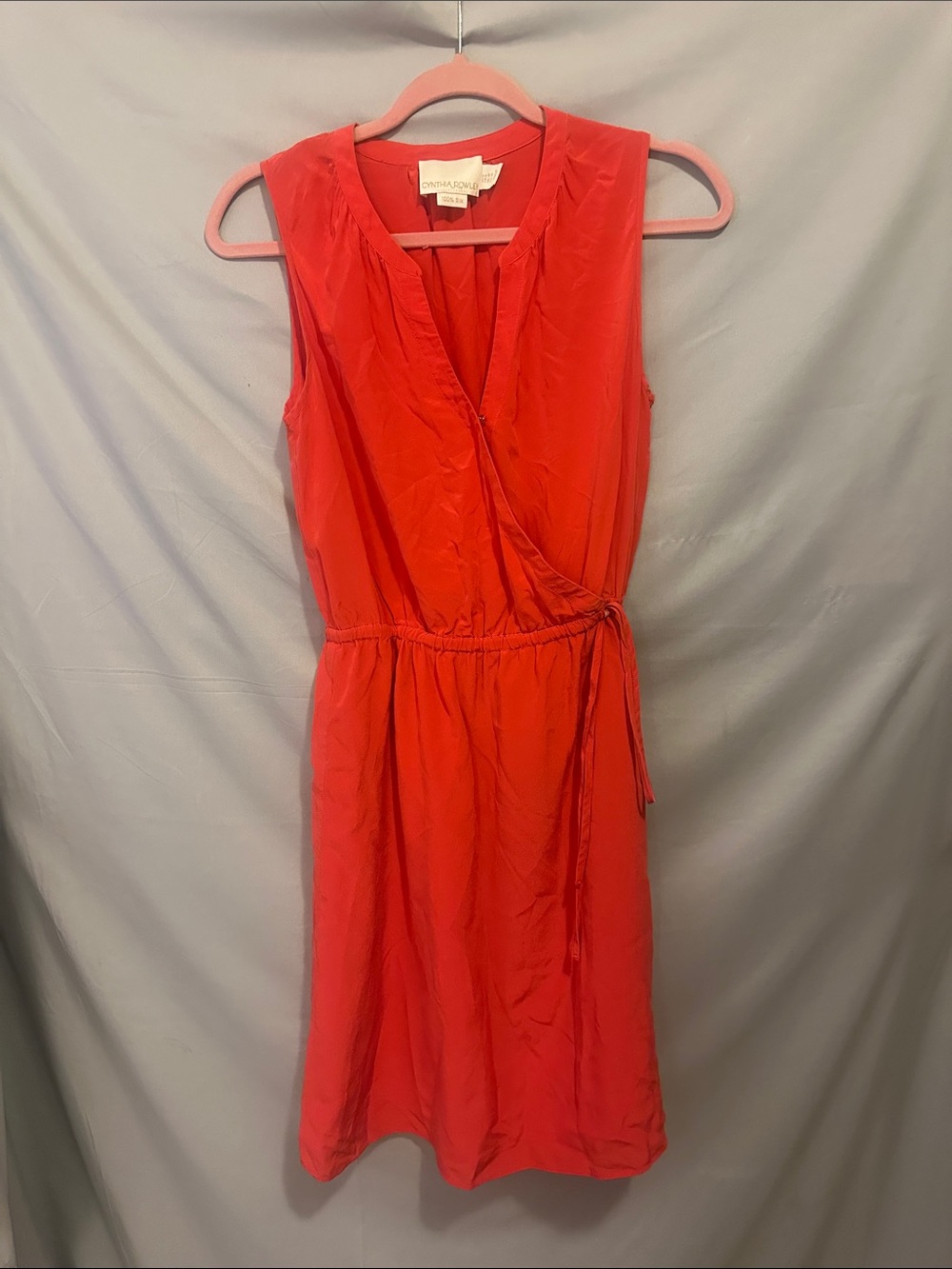 Cynthia Rowley Red Sleeveless Wrap-Style Midi Dress